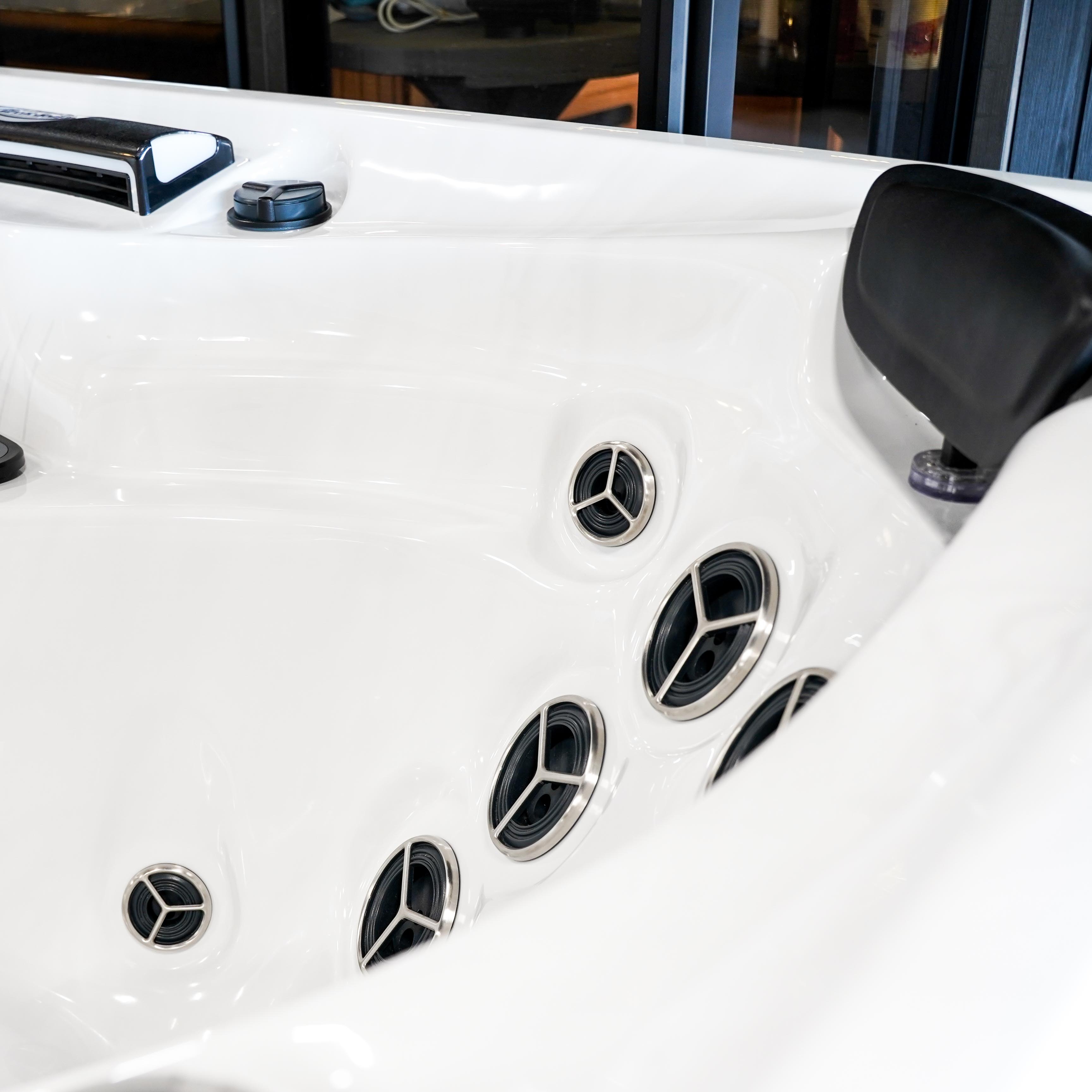 A close up of a hot tub seat