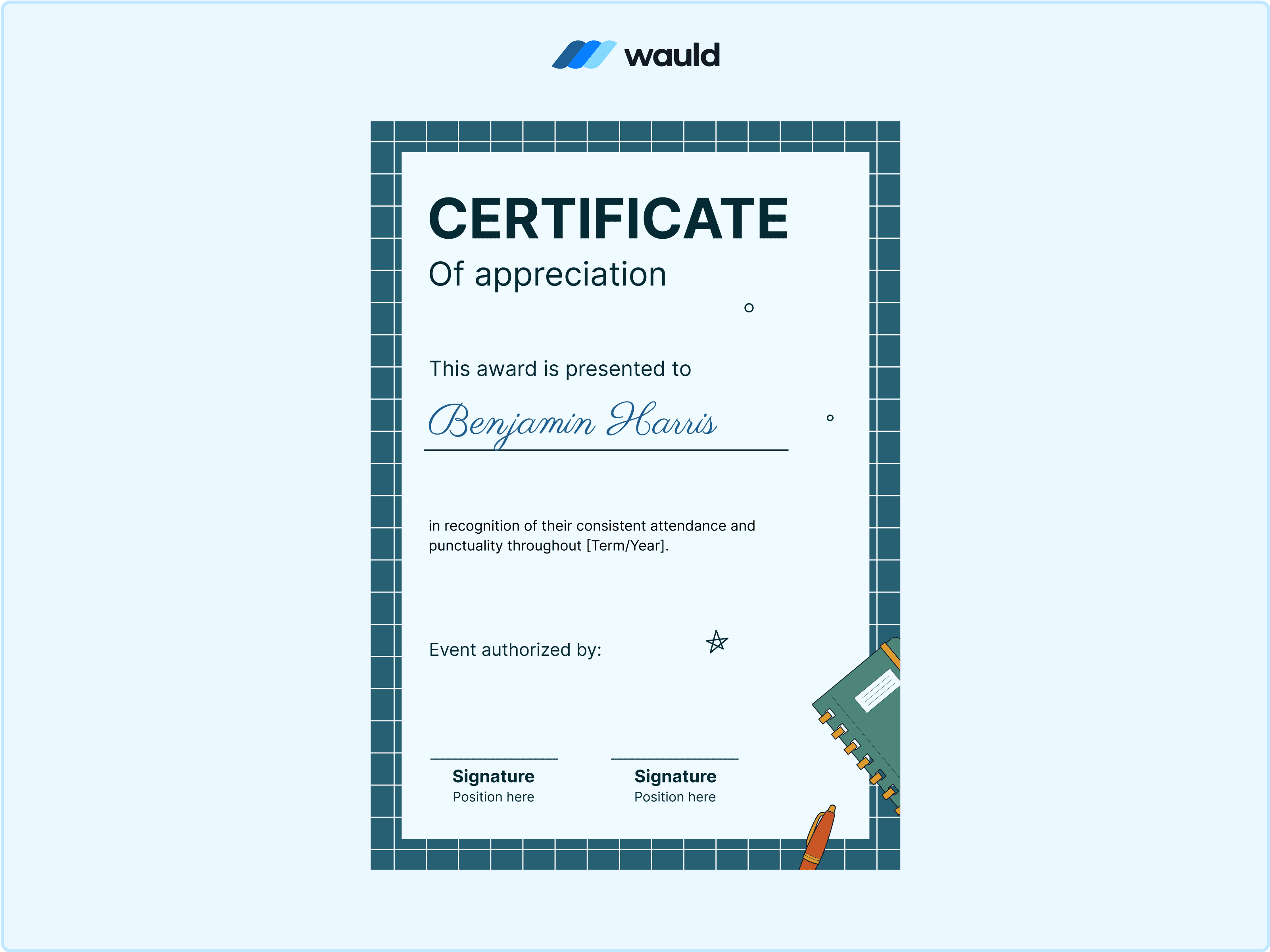 Wauld - Cool-toned professional certificate template