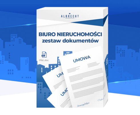 Okładka zestawu dokumentów do prowadzenia biura nieruchomości przygotowanego przez Pawła Albrechta