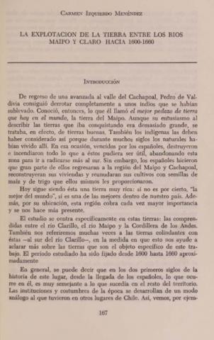 La explotación de la tierra entre los ríos Maipo y Claro hacia 1600-1660