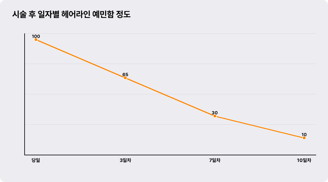 시술 후 일자별 헤어라인 예민함 정도
