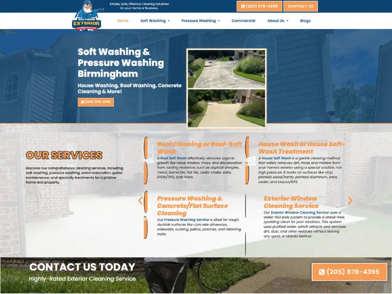 Southern Exterior Birmingham: Professional soft washing and pressure washing services.