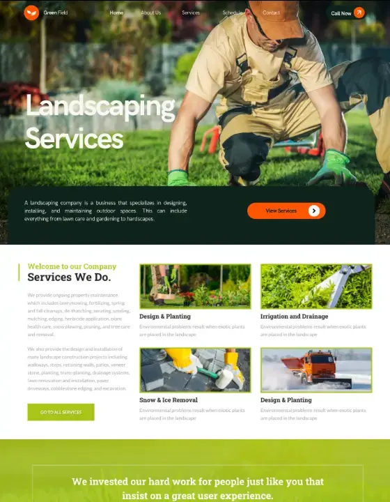 Lawn Care Landscaping Website Design