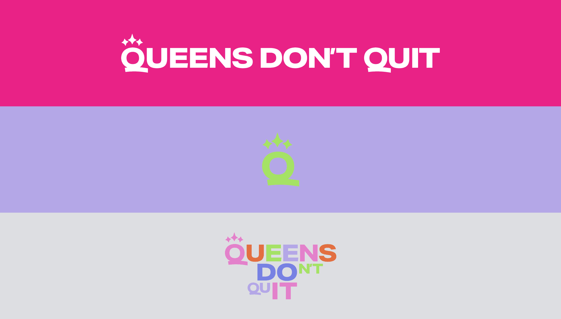Queens Don't Quit women's fitness community branding and app identity
