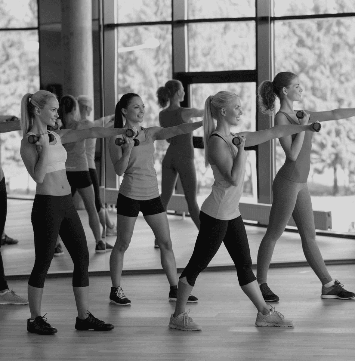 women stretching in the gym
