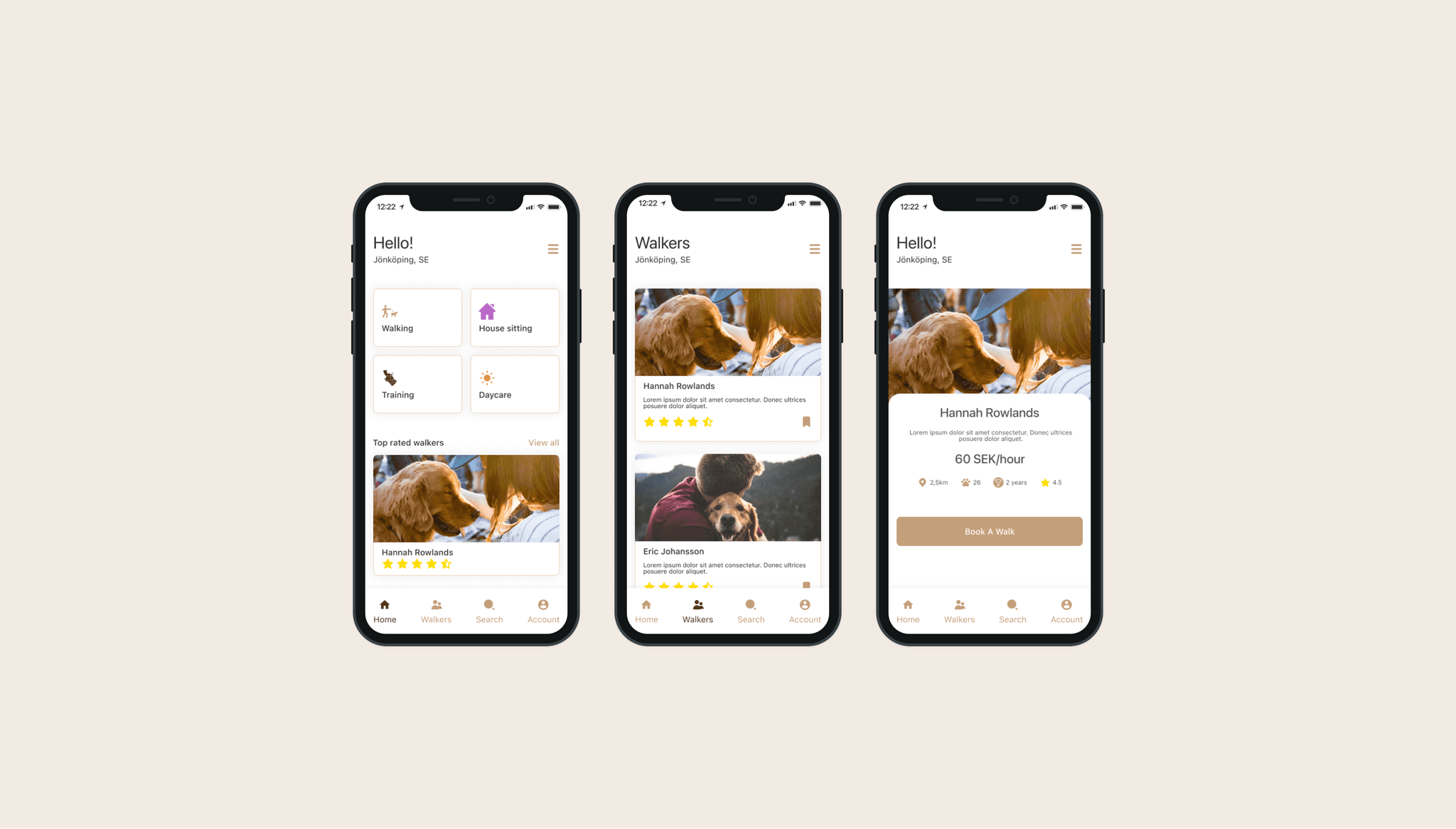 shots of a dog walking app