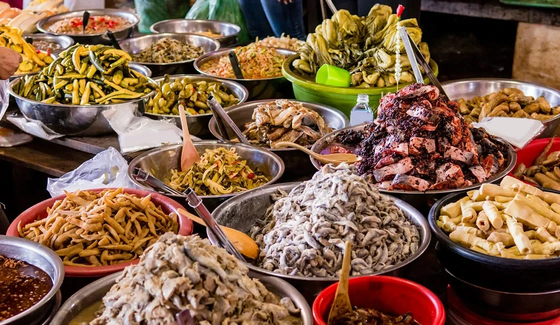 Cambodian local traditional food market