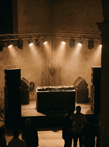 Person in fog with a glowing, glitching computer monitor head, dark cyberpunk portrait.