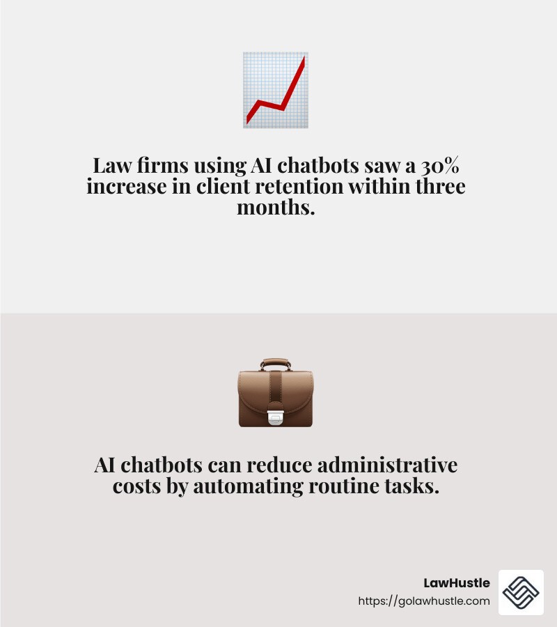 AI chatbots can increase client retention by 30% within months of implementation - AI Chatbots for Law Firms infographic 2_facts_emoji_grey