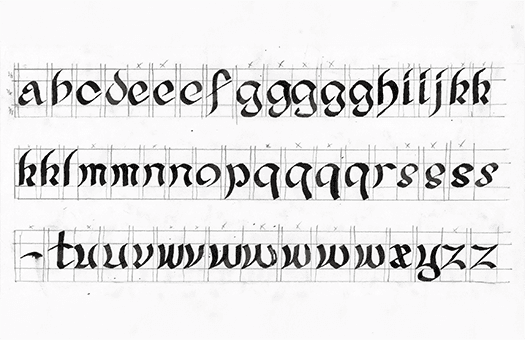 The final lowercase sketches done with parallel pen.