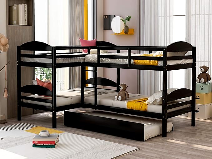 Bring a touch of elegance to your setup with the quad bunk bed with trundle, ideal for daily use.