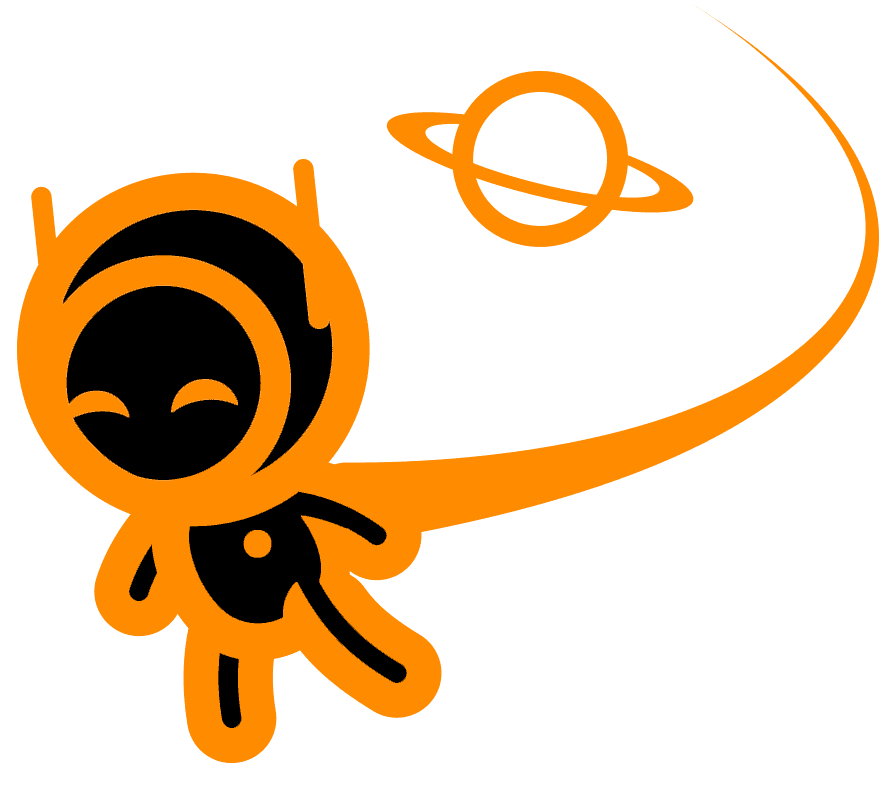 Graphic of an astronaut derived from the billy bart design logo