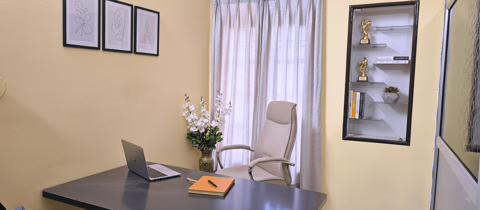 Clicknify - Cabin with chair, Laptop and Office table