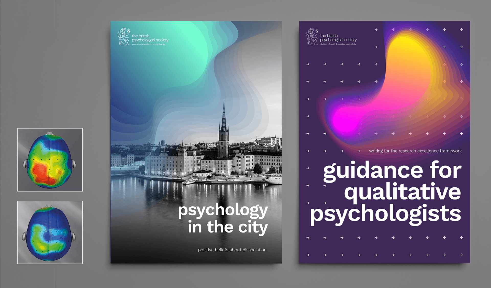 The British Psychological Society Brand Identity brochure covers and images of brain scans