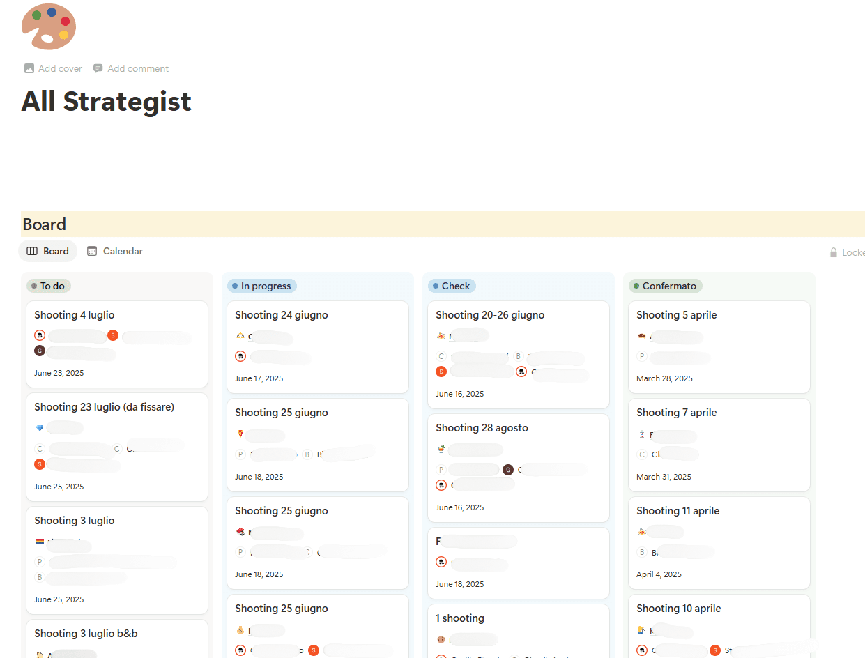 Visualizzazione del database per tutti gli strategist