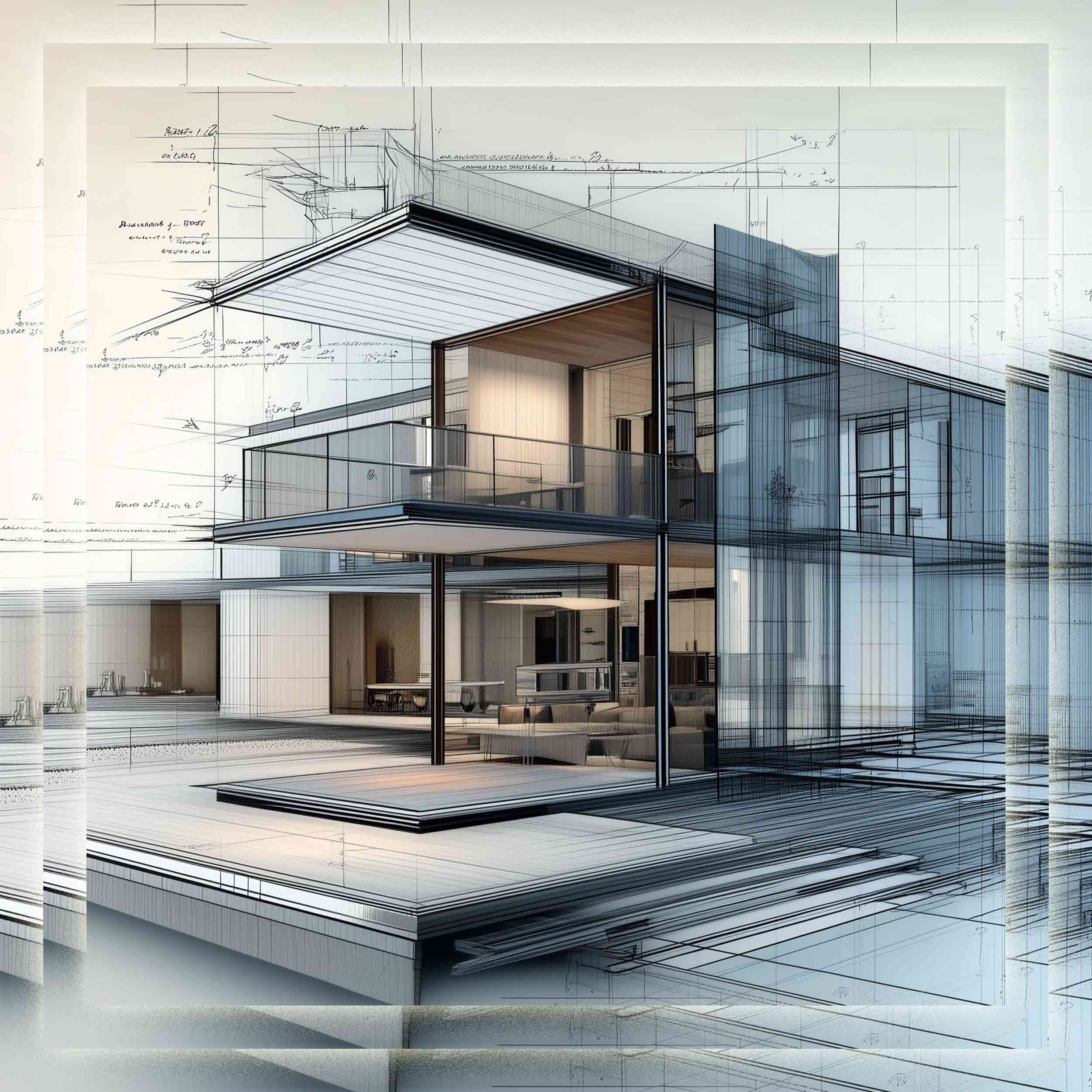 CAD drawing of a modern home