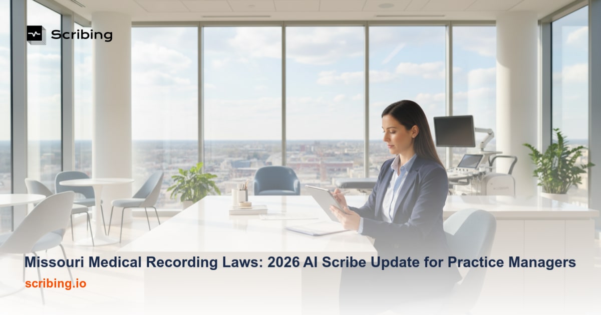 Medical office setting representing Missouri medical recording compliance and AI scribe technology for clinical practice management