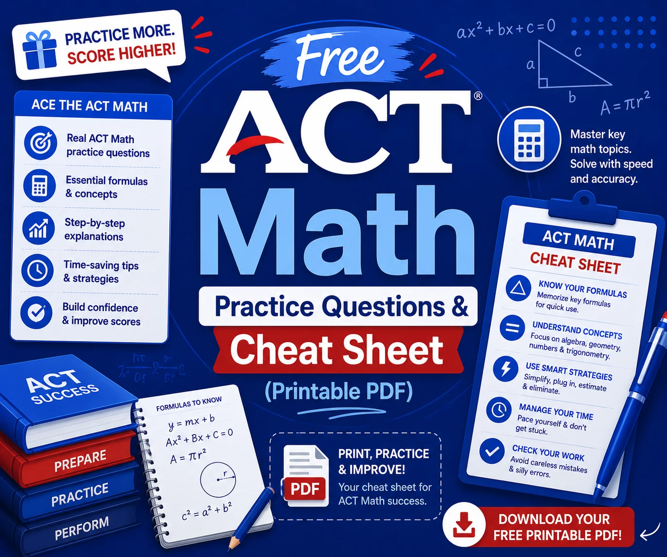 Free ACT Math Practice Questions & Cheat Sheet (PDF)
