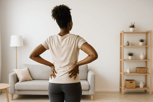 Woman with back pain stretching to alleviate it