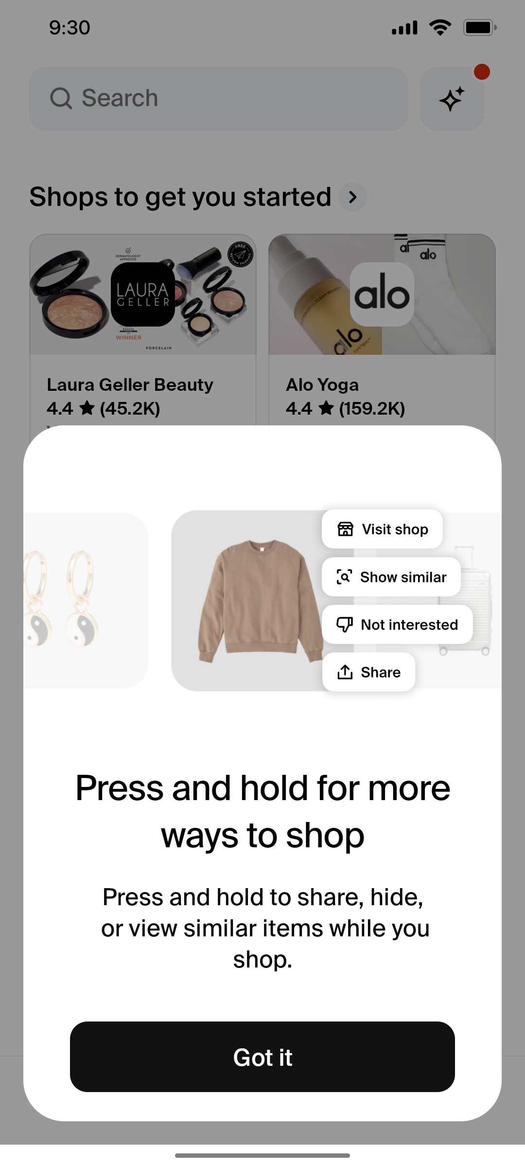 Shop App Search Screen