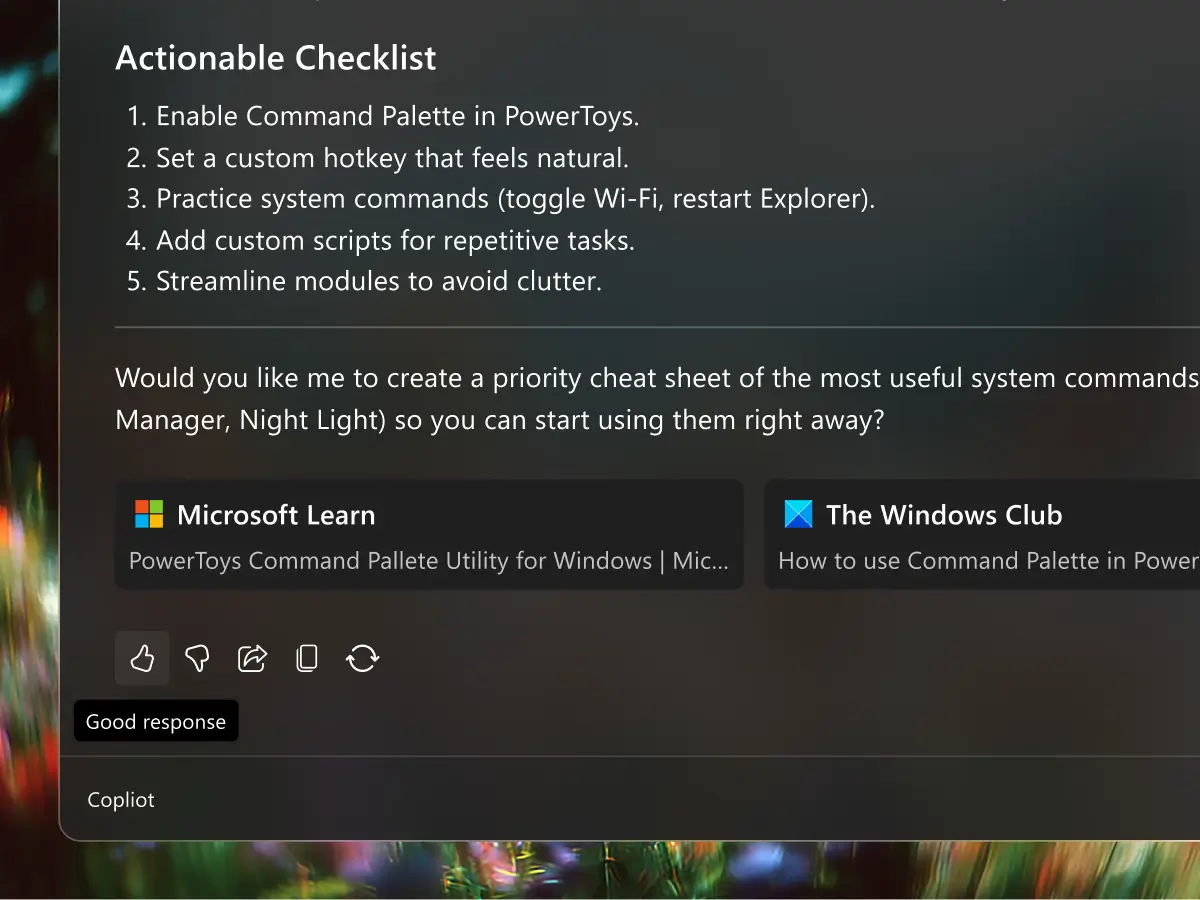 MS Copilot - Giving feedback