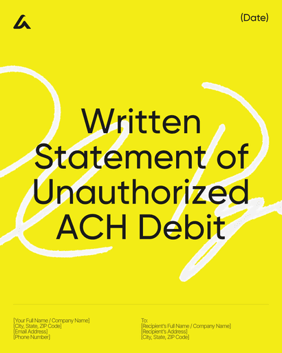 Written Statement of Unauthorized ACH Debit