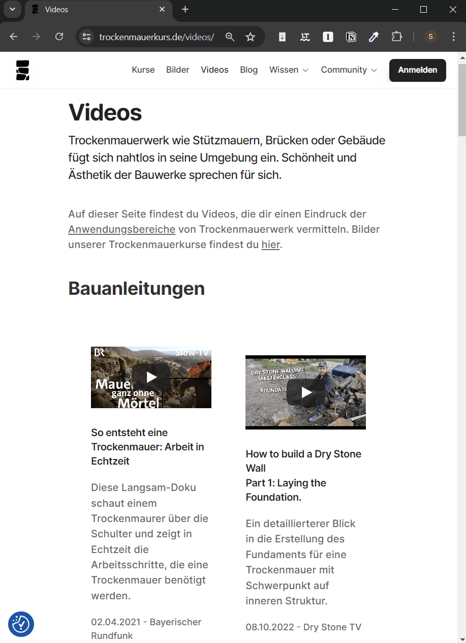 Videosektion von Trockenmauerkurs.de