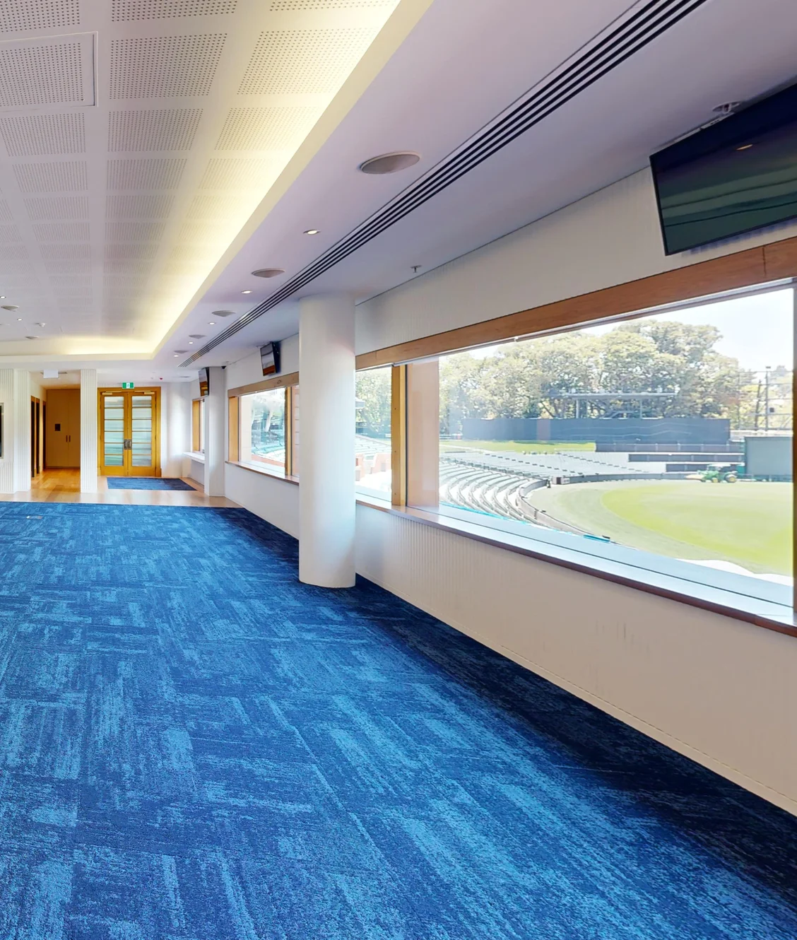 A high-fidelity 3D digital twin of the premium Committee Room at Adelaide Oval, engineered by ABM visual to showcase elite corporate function spaces and streamline remote event planning for global stakeholders.