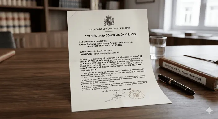 Demanda judicial interpuesta por un trabajador accidentado contra la empresa, exigiendo indemnización millonaria.