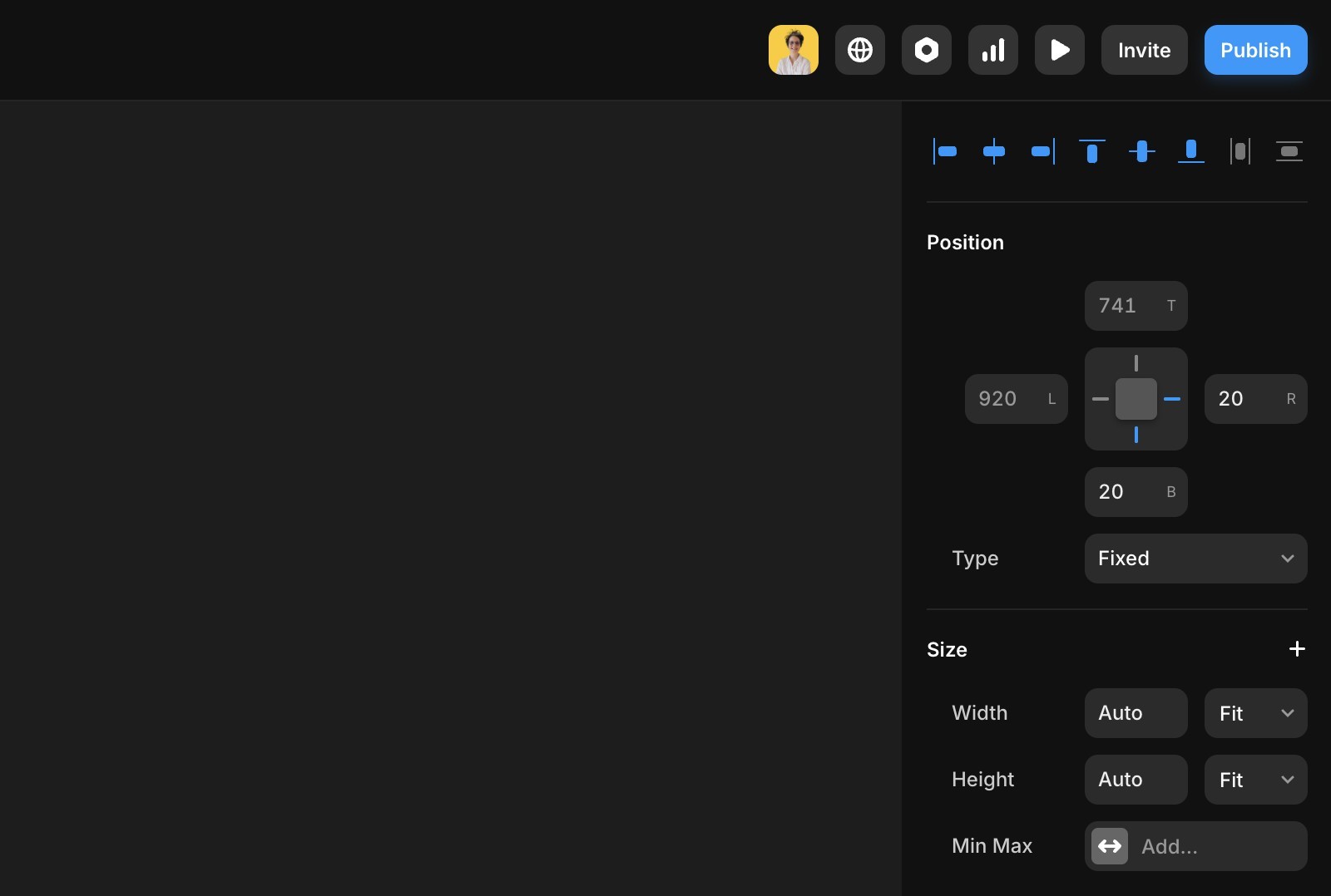 显示右侧菜单中的定位选项。
