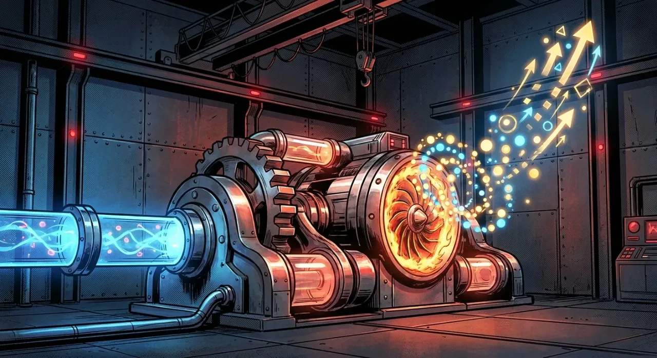 Futuristic machine in action; symbolizes RockN' Socials digital marketing agency.