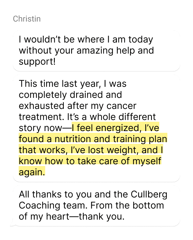 Text quote from a RE:YOU member who lost weight