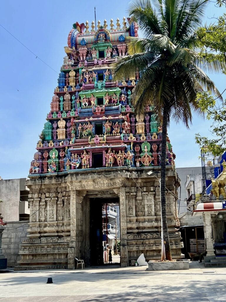 The colourful gopuram of the Someshwara temple.