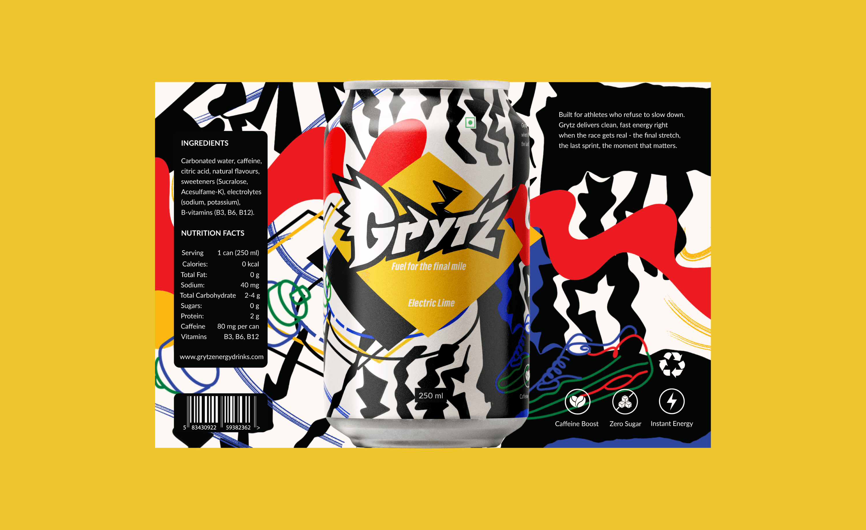 Top view of coffee can mockup with bold black typography on white background