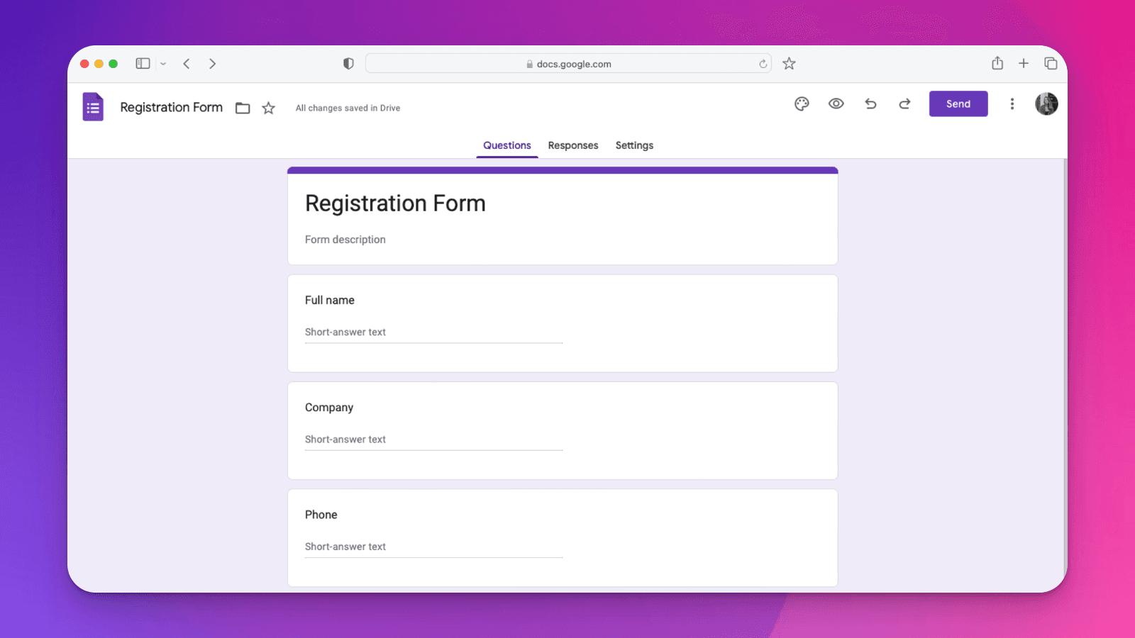 google forms for checkins