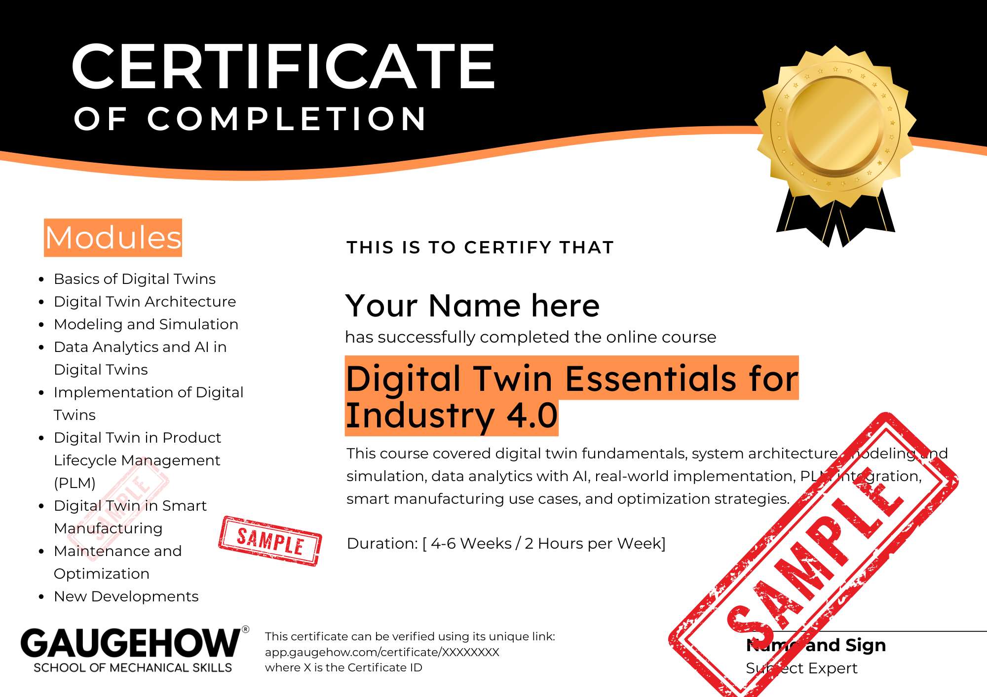 digital twin course certificate