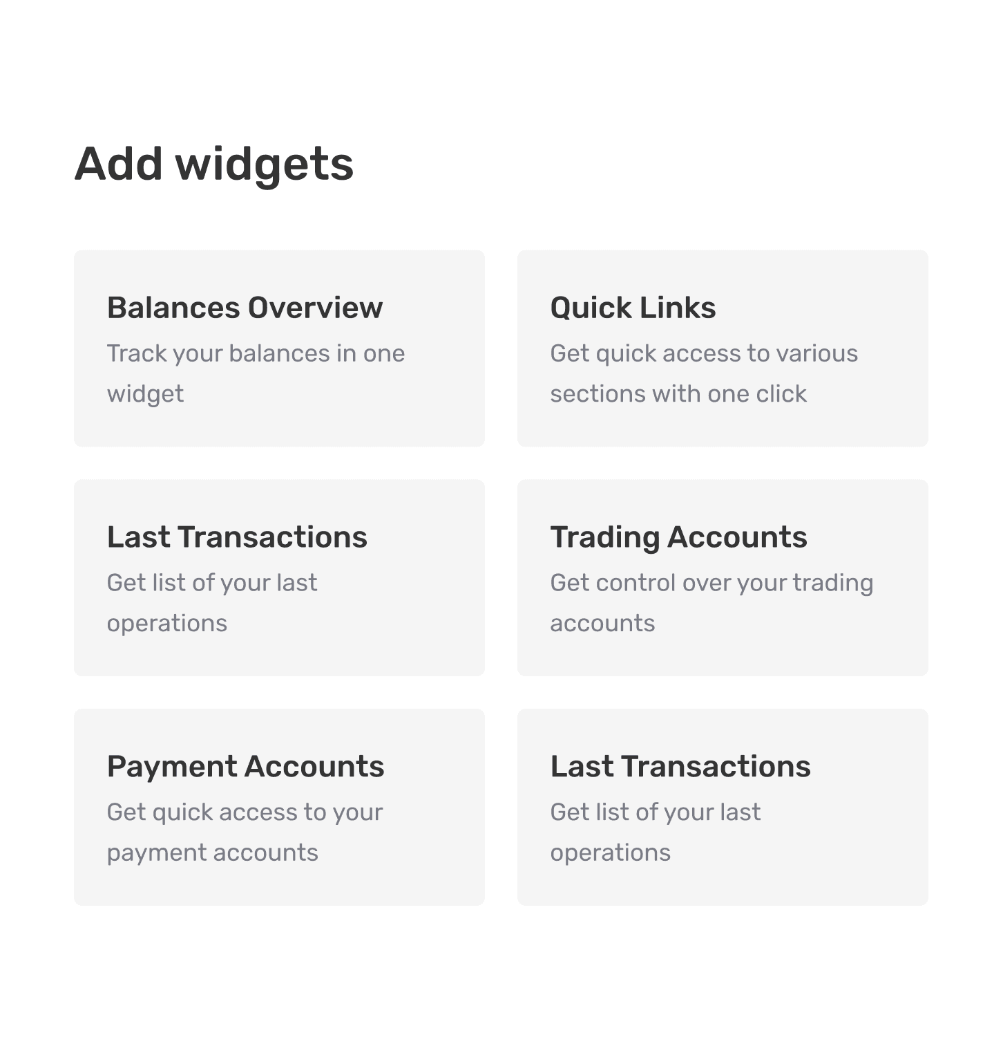 Customisable Widgets