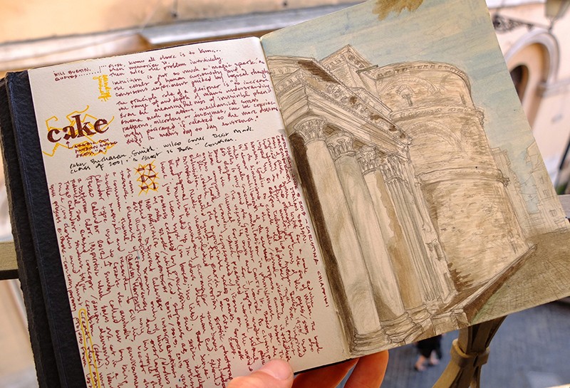 Pantheon drawing on a sketchbook
