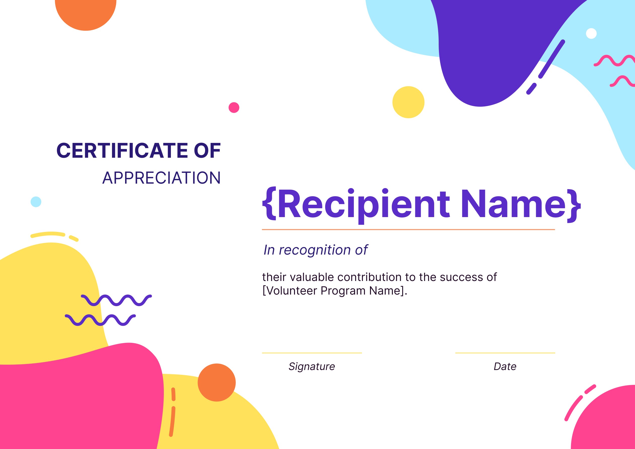 Wauld - Fine and professional volunteer appreciation certificate template
