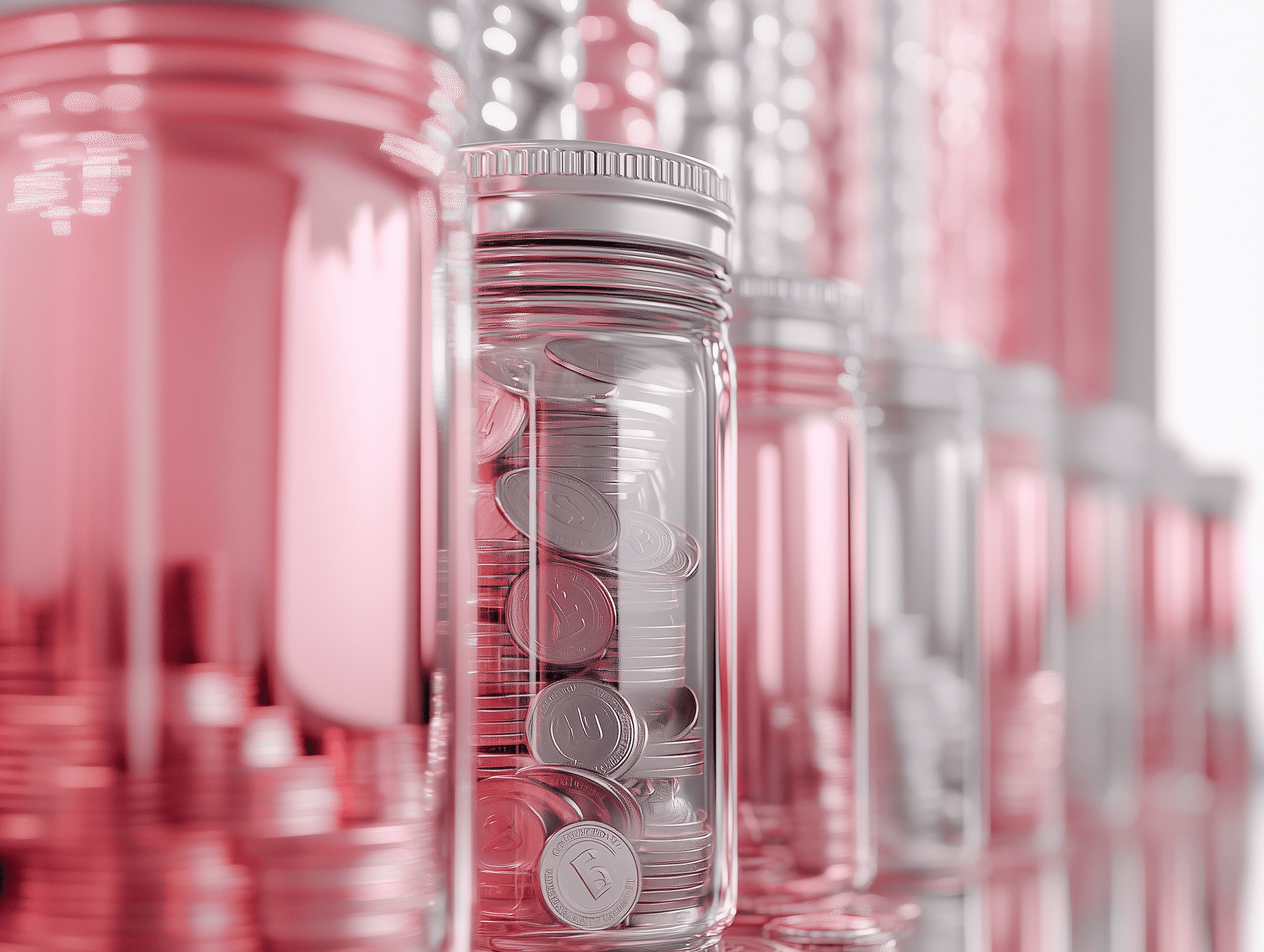 Jars filled with coins, giving a sense of organization and financial planning