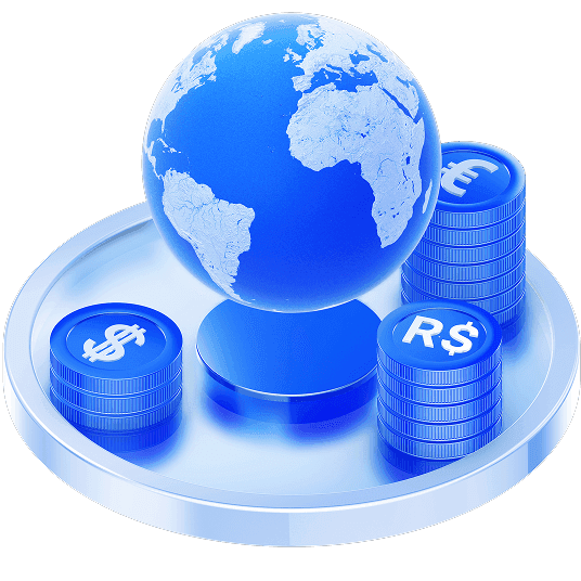 Imagem 3d representando oPagamentos internacionais 