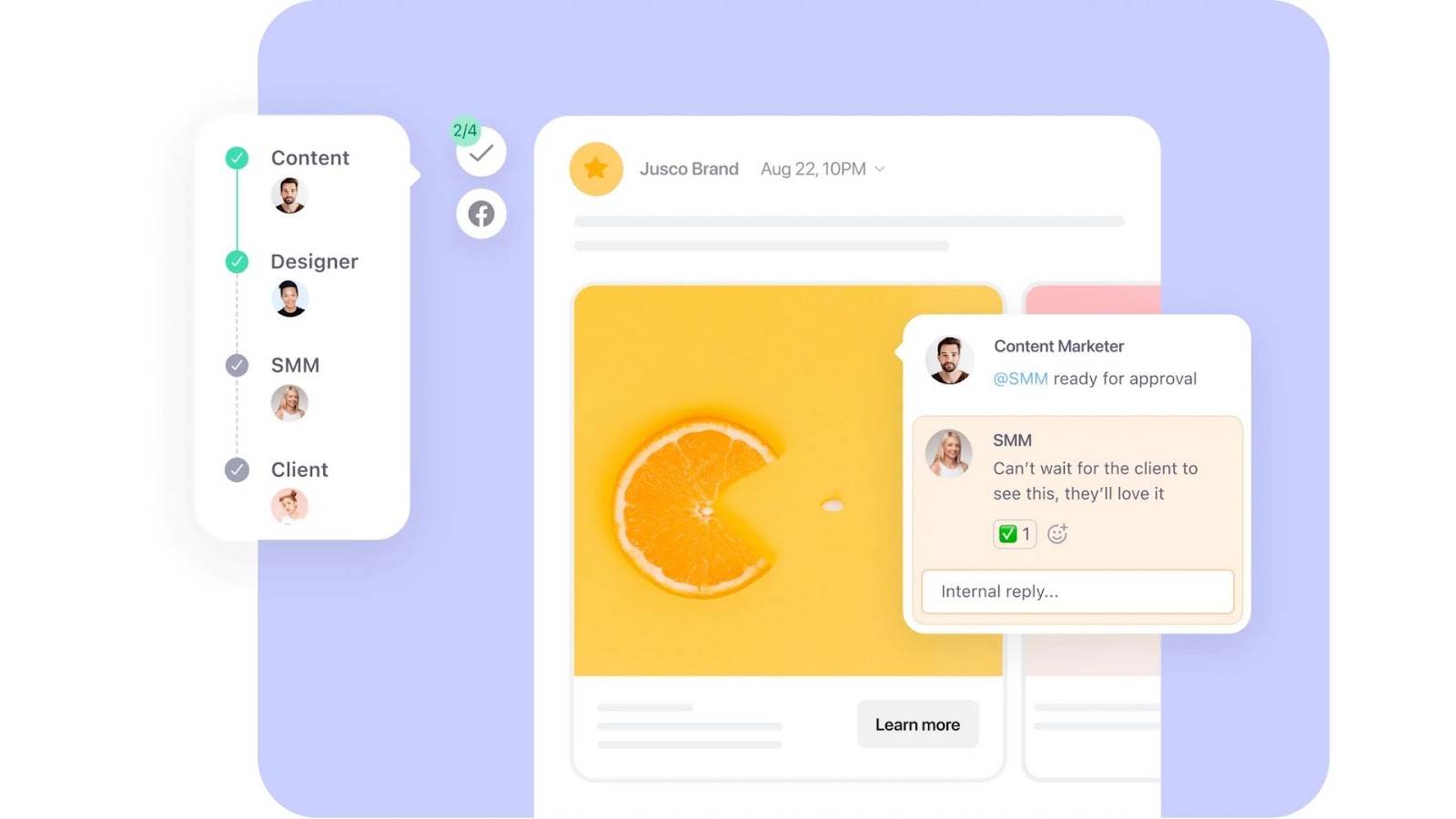 Planable’s approval workflow and post feedback interface