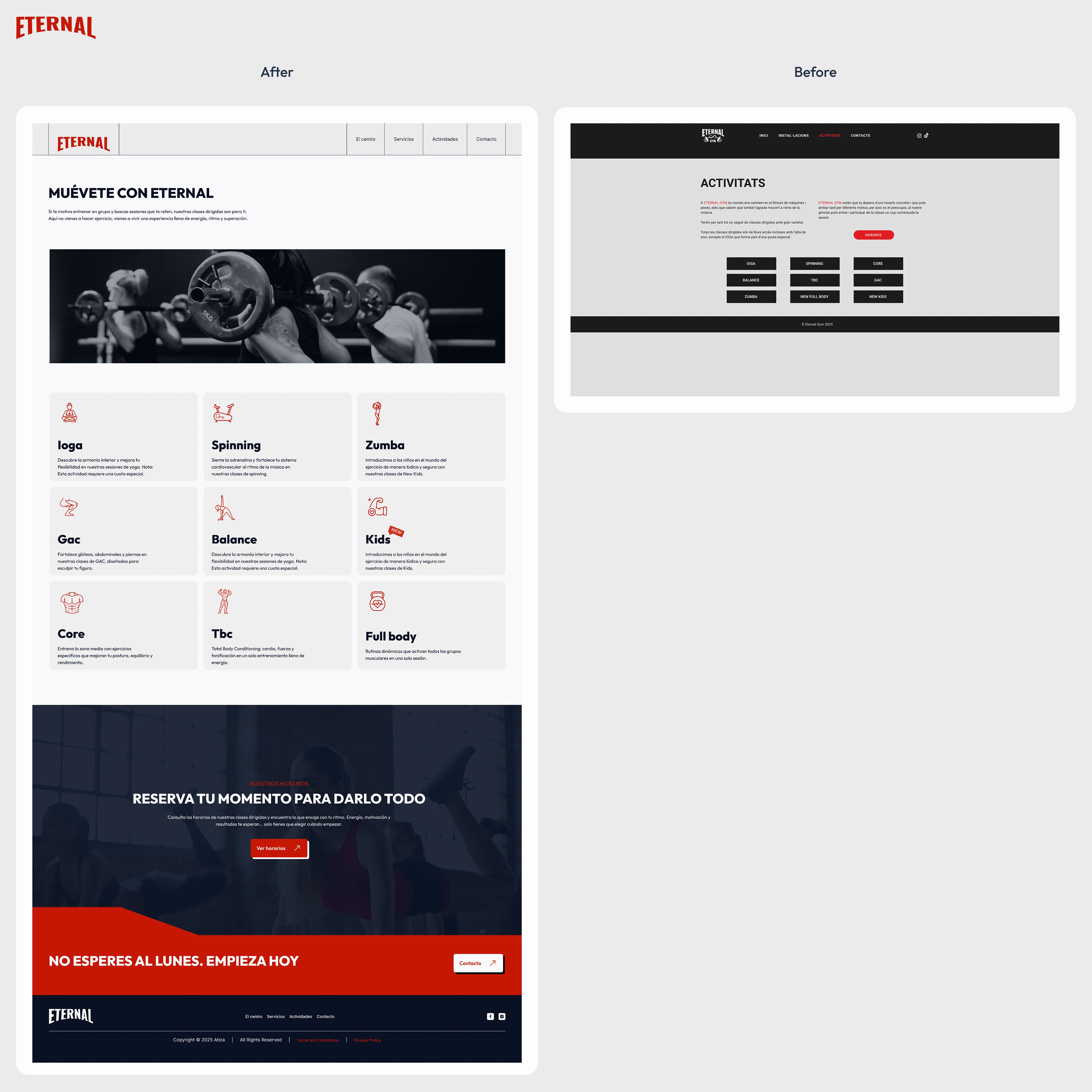 Eternal gym - activitats page