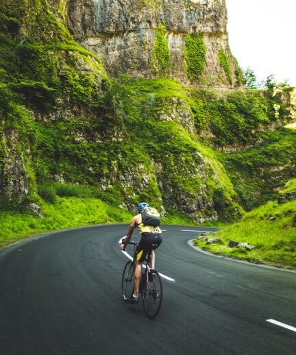 Cyclist riding on the road