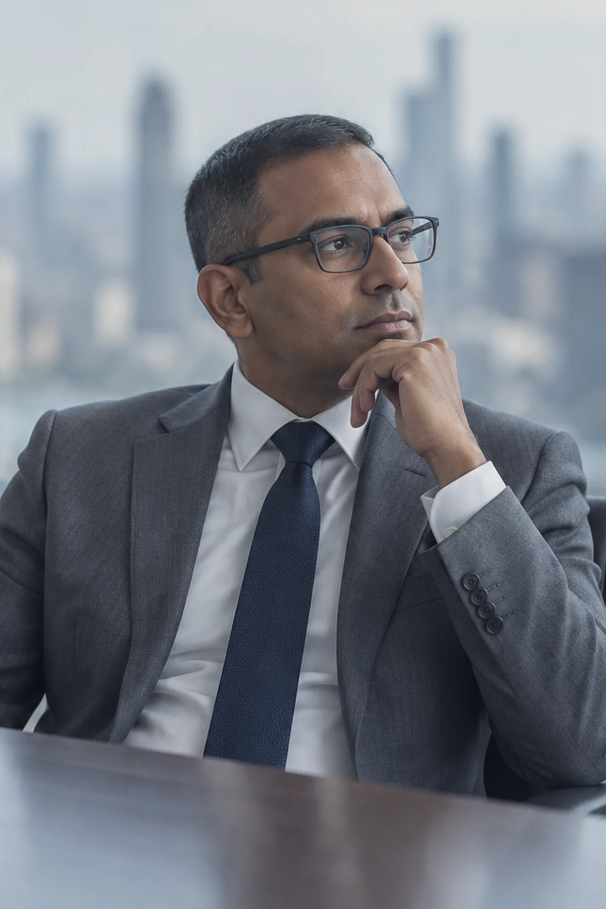 Portrait of Rohan Desai in a bright office