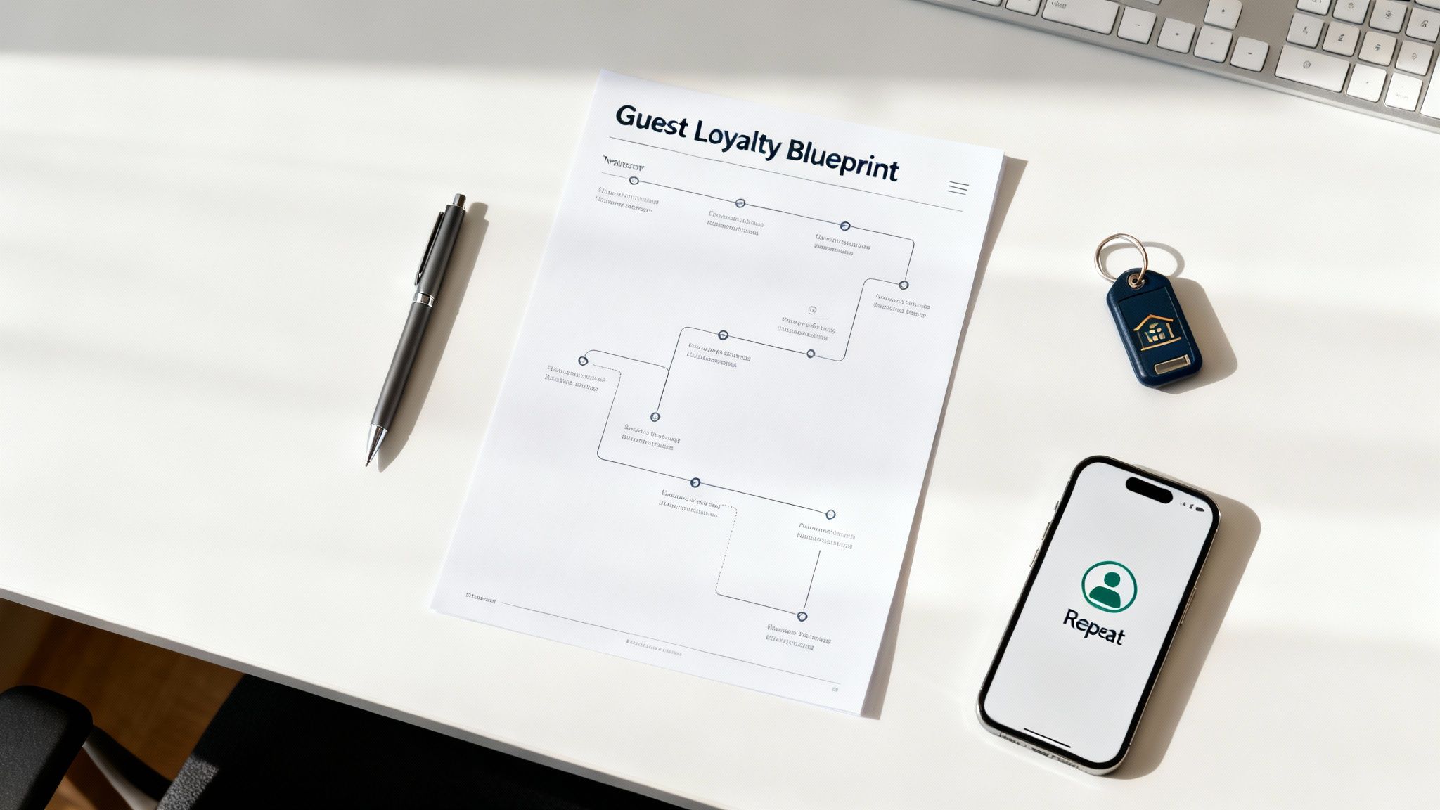 A restaurant manager reviewing customer feedback on a tablet with a bustling restaurant in the background, illustrating the concept of increasing guest loyalty through data.