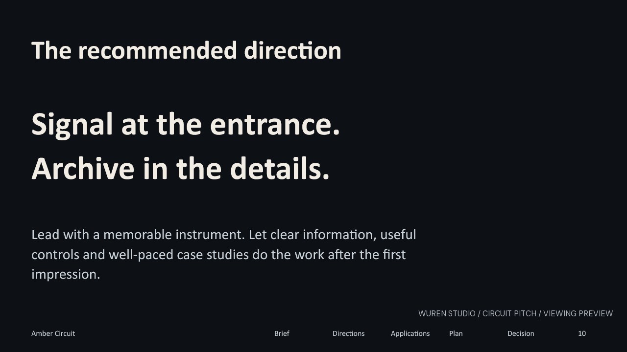 Circuit Pitch Studio — The recommended direction