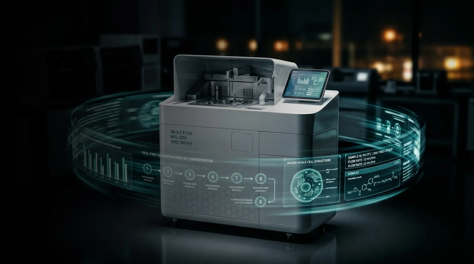 Interactive digital twin of a laboratory analyzer with real-time data