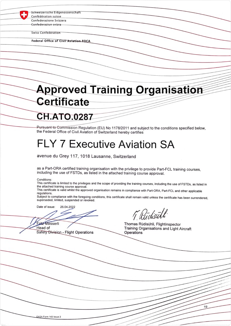 Approved training organisation certificate