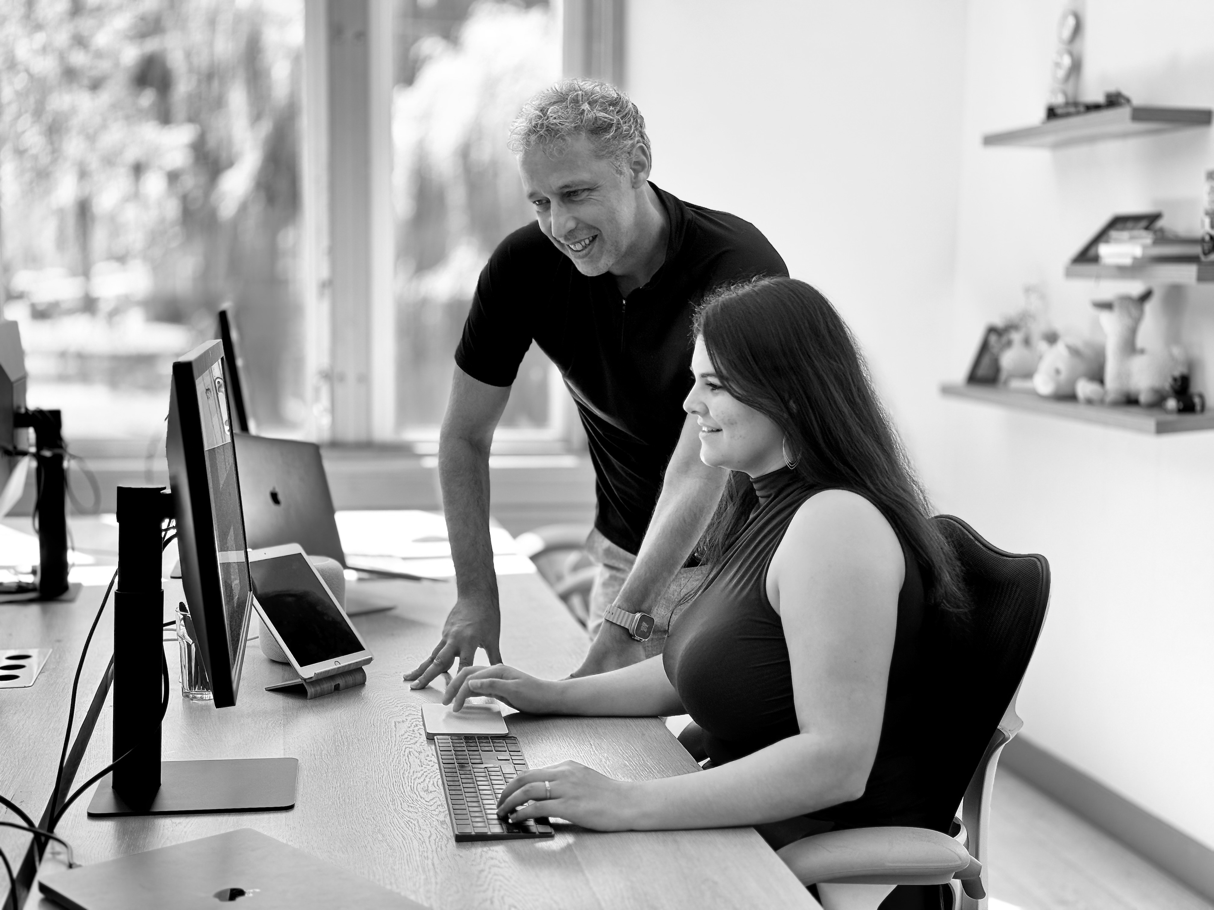 Eelco and Karen working on a project at Okapion